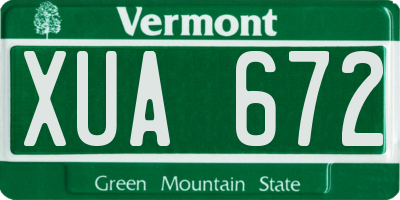 VT license plate XUA672