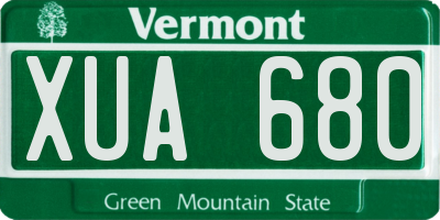 VT license plate XUA680