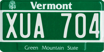 VT license plate XUA704