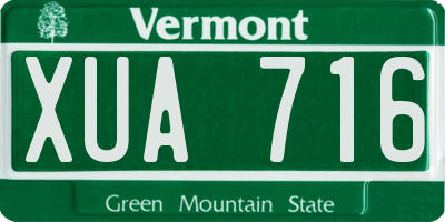 VT license plate XUA716