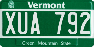 VT license plate XUA792