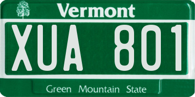 VT license plate XUA801