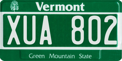 VT license plate XUA802
