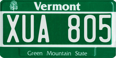 VT license plate XUA805
