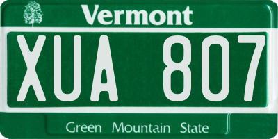 VT license plate XUA807