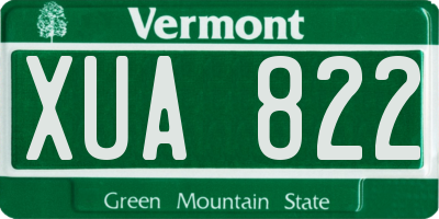 VT license plate XUA822