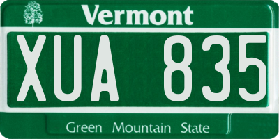 VT license plate XUA835