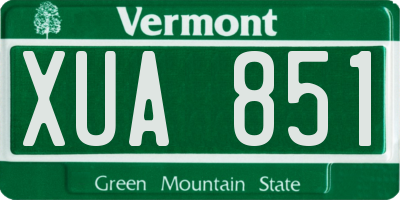 VT license plate XUA851