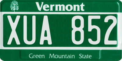 VT license plate XUA852