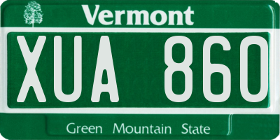 VT license plate XUA860