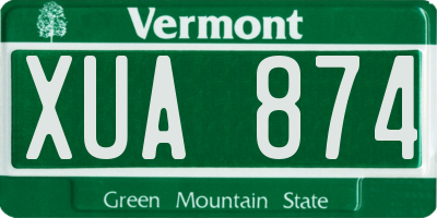 VT license plate XUA874