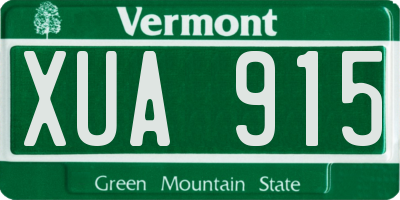 VT license plate XUA915