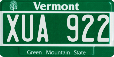 VT license plate XUA922