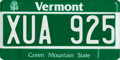 VT license plate XUA925