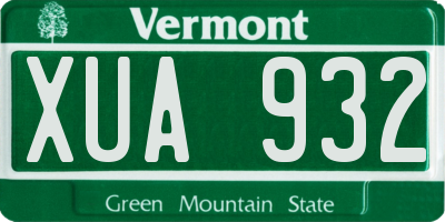 VT license plate XUA932