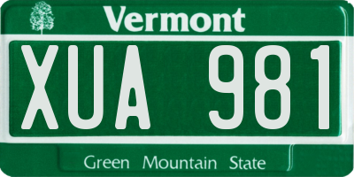 VT license plate XUA981