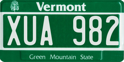 VT license plate XUA982