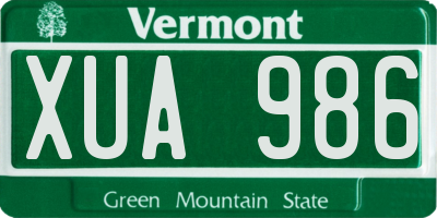 VT license plate XUA986