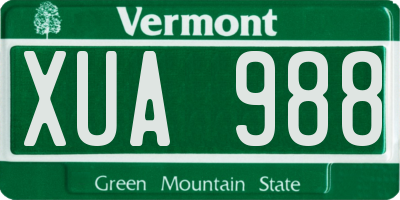 VT license plate XUA988