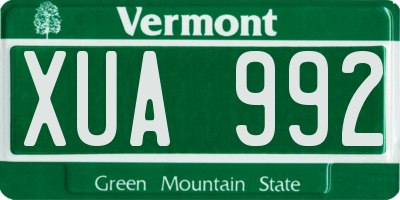 VT license plate XUA992