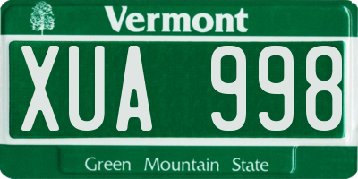 VT license plate XUA998