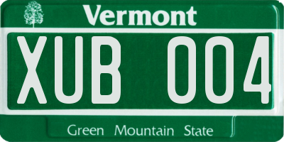 VT license plate XUB004