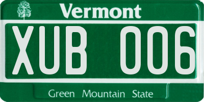 VT license plate XUB006