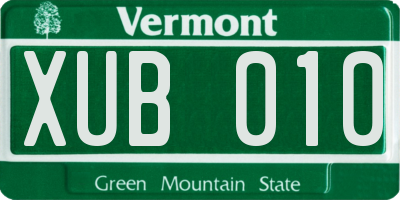VT license plate XUB010