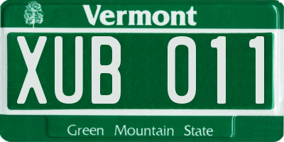 VT license plate XUB011