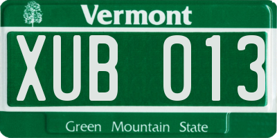 VT license plate XUB013