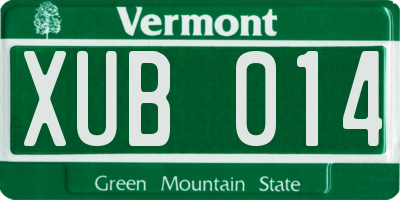 VT license plate XUB014