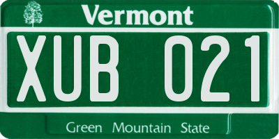 VT license plate XUB021