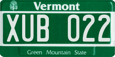 VT license plate XUB022
