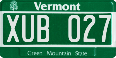 VT license plate XUB027