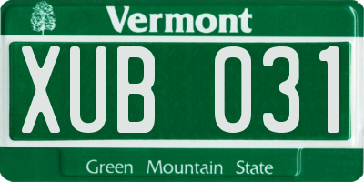 VT license plate XUB031
