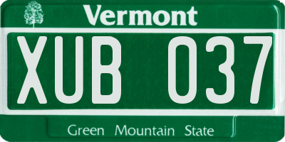 VT license plate XUB037