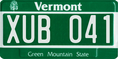 VT license plate XUB041