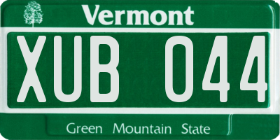 VT license plate XUB044