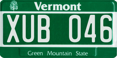 VT license plate XUB046