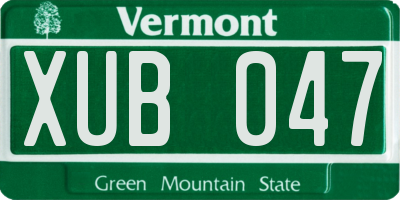 VT license plate XUB047