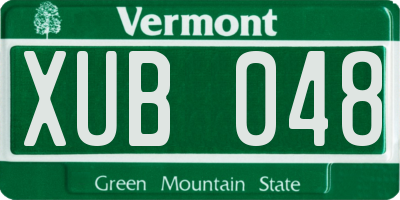 VT license plate XUB048