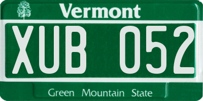 VT license plate XUB052