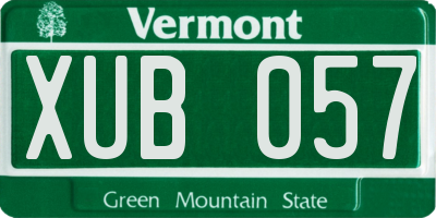 VT license plate XUB057