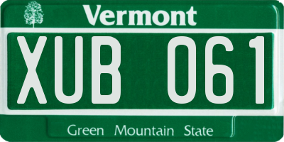VT license plate XUB061