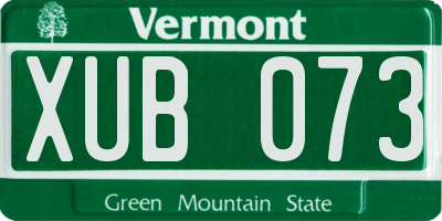 VT license plate XUB073
