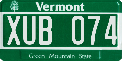 VT license plate XUB074