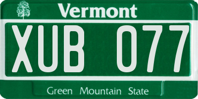 VT license plate XUB077
