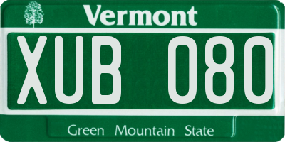 VT license plate XUB080