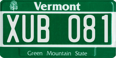 VT license plate XUB081