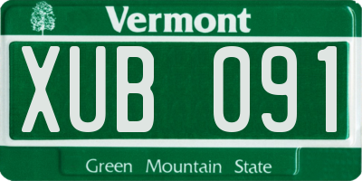 VT license plate XUB091
